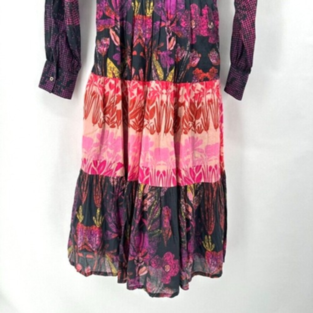 Roopa Pemmaraju Calla‎ Tiered Maxi Dress Size XS Floral Long Sleeve Boho Cottage - Picture 9 of 11